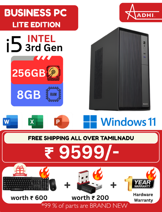 BUSINESS PC LITE EDITION – i5 3rd Gen| 8GB RAM | 256GB SSD | Win 11 & Office Activated | 1 YR Hardware Warranty